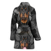 Rottweiler Dog On Black Print Women's Bath Robe