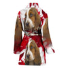 Basset Hound On Red Print Women's Bath Robe