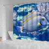 Grey And Yellow Tang Fish Print Shower Curtain