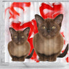 Burmese Cat On Red Print Shower Curtains