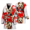 Yorkshire Terrier On Red Print Women's Bath Robe