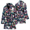 English Springer Spaniels Dog Floral Print Women's Bath Robe
