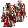 Basset Hound On Red Print Women's Bath Robe