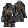 Rottweiler Dog On Black Print Women's Bath Robe