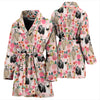 Tibetan Terrier Dog Floral Print Women's Bath Robe