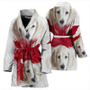 Dachshund On White Print Women's Bath Robe