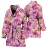 Pink Daisy Flower Print Women's Bath Robe