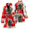 English Mastiff On Red Print Women's Bath Robe