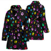 Colorful Paws Print Women's Bath Robe
