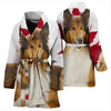 Collie On White Print Women's Bath Robe
