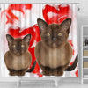 Burmese Cat On Red Print Shower Curtains