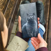 British Shorthair Cat On Blue Print Women's Leather Wallet