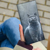 British Shorthair Cat On Blue Print Women's Leather Wallet