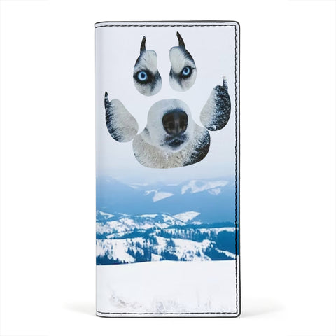 Siberian Husky Paws Print Women's Leather Wallet