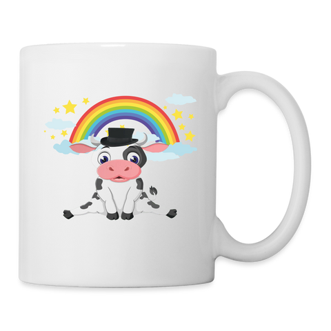 Cow With Rainbow Print Coffee/Tea Mug - white