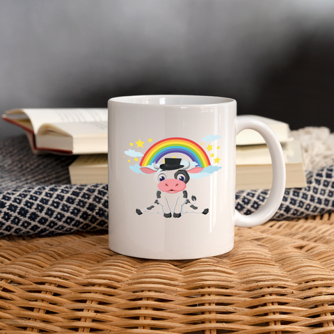 Cow With Rainbow Print Coffee/Tea Mug - white