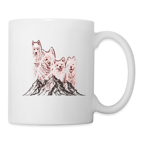 American Eskimo Mount Rushmore Art Print Coffee/Tea Mug - white