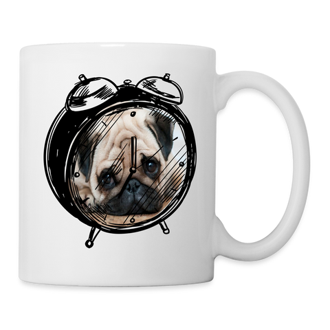Cute Pug Alarm Clock Print Coffee/Tea Mug - white
