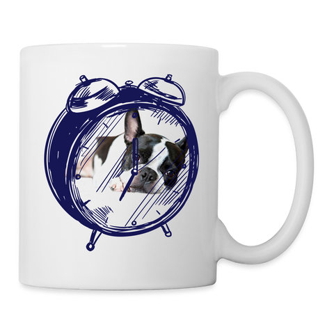 Boston Terrier Alarm Clock Print Coffee/Tea Mug - white