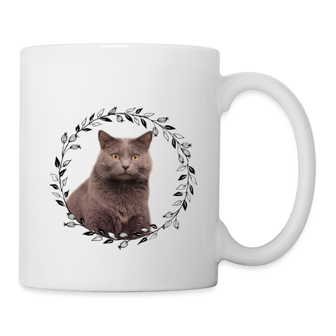 Cute Chartreux Cat Print Coffee/Tea Mug - white