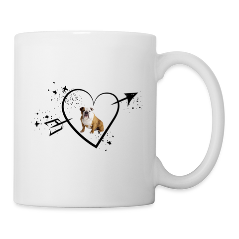 Bulldog Heart Print Coffee/Tea Mug - white