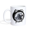 African Grey Parrot in Alarm Clock Print Coffee/Tea Mug - white