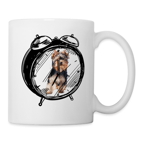 Yorkshire Terrier (Yorkie) in alarm clock Coffee/Tea Mug - white