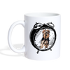 Yorkshire Terrier (Yorkie) in alarm clock Coffee/Tea Mug - white