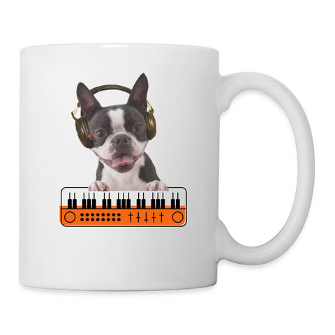 Boston Terrier Music Print Coffee/Tea Mug - white