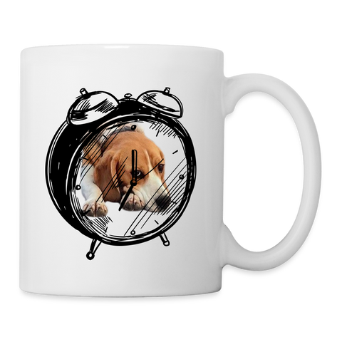 Beagle Dog in Alarm Clock Print Coffee/Tea Mug - white