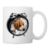 Beagle Dog in Alarm Clock Print Coffee/Tea Mug - white