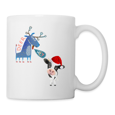 Cute Cow and Deer Christmas Print Coffee/Tea Mug - white