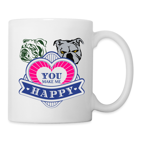 Bulldog 'You Make Me Happy' Print Coffee/Tea Mug - white