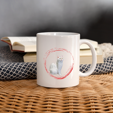 Van Cat Print Coffee/Tea Mug - white