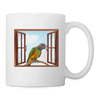 Senegal Parrot on Window Print Coffee/Tea Mug - white