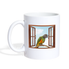 Senegal Parrot on Window Print Coffee/Tea Mug - white