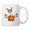 Cornish Rex Cat Floral Print Coffee/Tea Mug - white