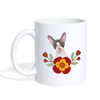 Cornish Rex Cat Floral Print Coffee/Tea Mug - white