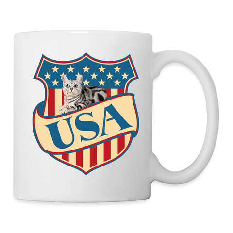 American Shorthair Cat USA Print Coffee/Tea Mug - white