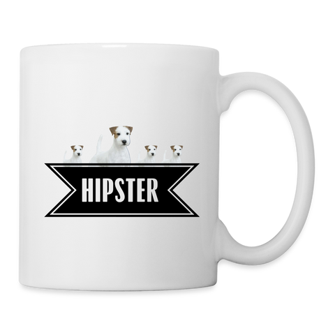 Parson Russell Terrier Hipster Print Coffee/Tea Mug - white