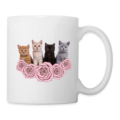 Cute Cats Floral Print Coffee/Tea Mug - white