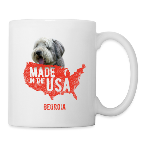 Bearded Collie in USA Print Coffee/Tea Mug - white