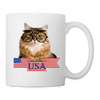 Siberian Cat With Glasses Print Coffee/Tea Mug - white