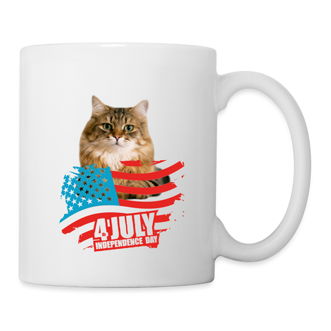 Siberian Cat 4th July Print Coffee/Tea Mug - white