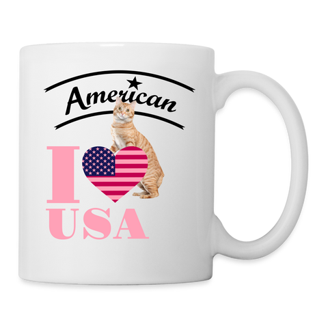 American Bobtail Cat "I Love USA" Print Coffee/Tea Mug - white