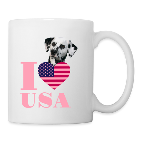 Dalmatian "I Love USA" Print Coffee/Tea Mug - white