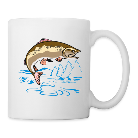 Fish and Lake Print Coffee/Tea Mug - white