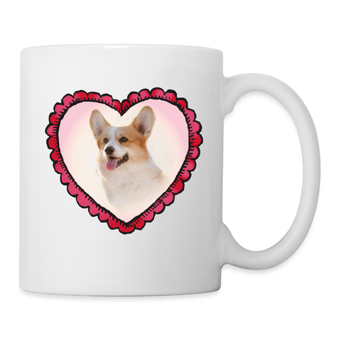 Corgi in Heart Print Coffee/Tea Mug - white