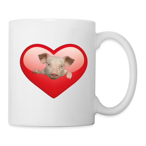 Miniature Pig in Heart Print Coffee/Tea Mug - white