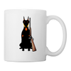 Dobermann With Gun Print Coffee/Tea Mug - white